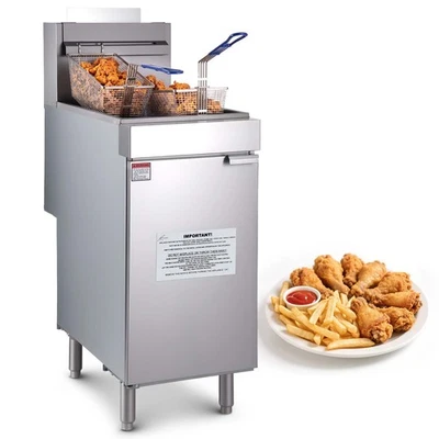 VEVOR Commercial Floor Deep Fryer Free Standing Natural Gas Fryer 3 Burners 40lb - Image 1 of 4