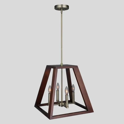 Woodbridge Lighting 17220CBR-WLK3WN Walden 木质吊坠,黄铜 — 第 1/4 张图片