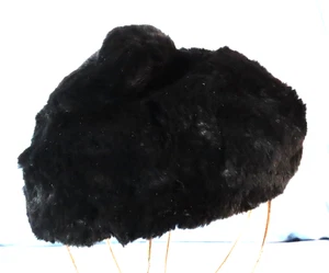 Vintage BETTINE BLACK MINK HAT Pillbox Beret w/ROUND POM ON TOP Super Classy! - Picture 1 of 6