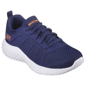 Kids Skechers Bounder Karonik Navy Shoes Boys Sneakers - Picture 1 of 6