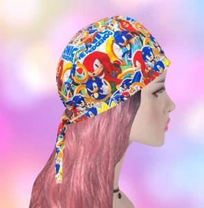 Sonic The Hedgehog scrub cap, tie back scrub cap, unisex scrub cap - Picture 1 of 30
