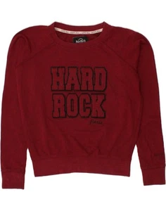 HARD ROCK Womens Paris Graphic Sweatshirt Jumper UK 14 Medium Maroon AU13 - Picture 1 of 3