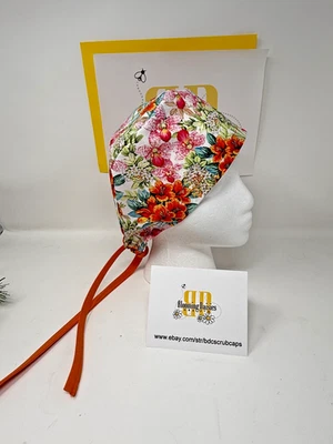 Hawaiian Flowers Unisex Skull/Chemo Surgical Scrub Hat/Cap - Image 1 of 3