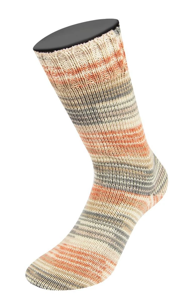 Wolle Kreativ! Lana Grossa - Meilenweit 100g Seta Asia 3177 rotbraun ecru grau - Bild 1 von 1