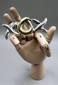 Vintage Mexico Modernist signierte XOX zweifarbige Brosche Sterling 925 und Gold P. - Bild 1 von 6