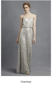 Donna Morgan Sz 6 Silver Gray Sequin Long Dress Gown Prom Bridesmaid worn 1x - Picture 1 of 6