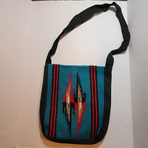 Bolso de Mano El Paso Saddle Blanket Co Estilo Chimayo Suroeste Oeste Lana Azul - Imagen 1 de 6