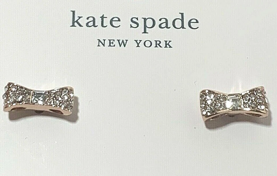 Kate Spade O0RU1561 Ready Set Bow Rose Gold Tone Glitter Earrings
