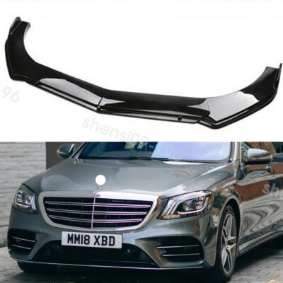 For Mercedes Benz S500 Front Bumper Lip Splitter Sport Spoiler Gloss Wide Body - Image 1 of 4