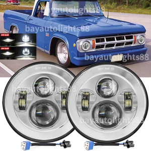 Fit Dodge D100 D150 D200 D300 Dart Ramcharger Pickup Pair 7" inch LED Headlights - Picture 1 of 10