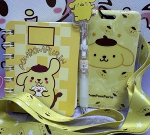 Sanrio POMPOMPURIN Cuaderno Cordón Gel Pluma Lindo Amarillo Set de Regalo - Imagen 1 de 3