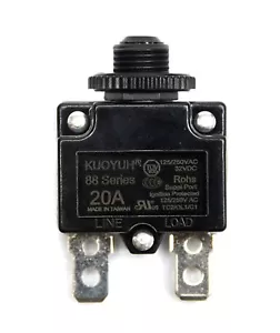 4 Stck. 20A Leistungsschalter 88 Serie 125/250VAC 50/60Hz UL TÜV VDE KUOYUH Taiwan - Bild 1 von 4