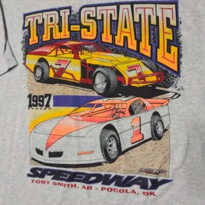 Vintage 1997 Season TRI-STATE Dirt Track Speedway T-Shirt Men XL Single Stitch - Image 1 of 4