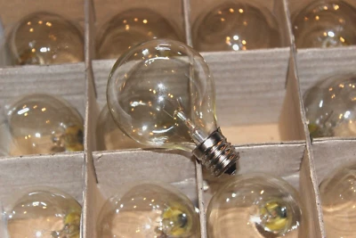 20 PACK NOVELTY LIGHTS #G-50-CL 7 WATT E17 NICKEL BASE BULBS CLEAR GLOBES - Image 1 of 4
