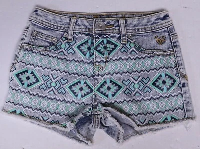 JUSTICE JEANS GIRL'S SIZE 10R DENIM SHORTS SOUTHWEST PRINT CUT OFF 10 R NEW - Image 1 of 4