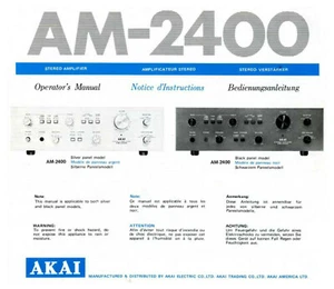 Akai AM-2400 Amplifier Owners Instruction Manual - Picture 1 of 1