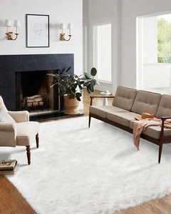 9 x 12 ft Fluffy Faux Sheepskin Shag Rug Super Soft Fluffy Rug for Living Room - Picture 1 of 20