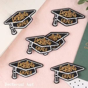 10PCS Graduate Iron On Patches Graduation Cap Embroidered Applique for Clothing - Picture 1 of 6