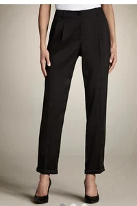 Chico's fließend plissierte Bündchen Knöchelhose Größe 2 (12) Ebenholz/schwarz Neu mit Etikett - Bild 1 von 8