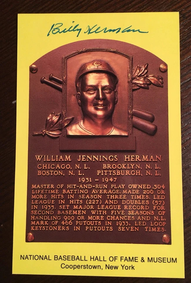 PLACA AUTOGRAFIADA DEL SALÓN DE LA FAMA de Bill Billy Herman perfecta como nueva  Foto 1 de 1