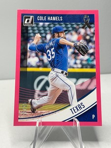 2018 Donruss Cole Hamels #77 Mother's Day Ribbon Pink /25 Texas Rangers