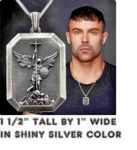 ST MICHAEL ARCHANGEL ANGEL PROTECT Pendant On 24" 925 Sterling Silver Necklace - Picture 1 of 9