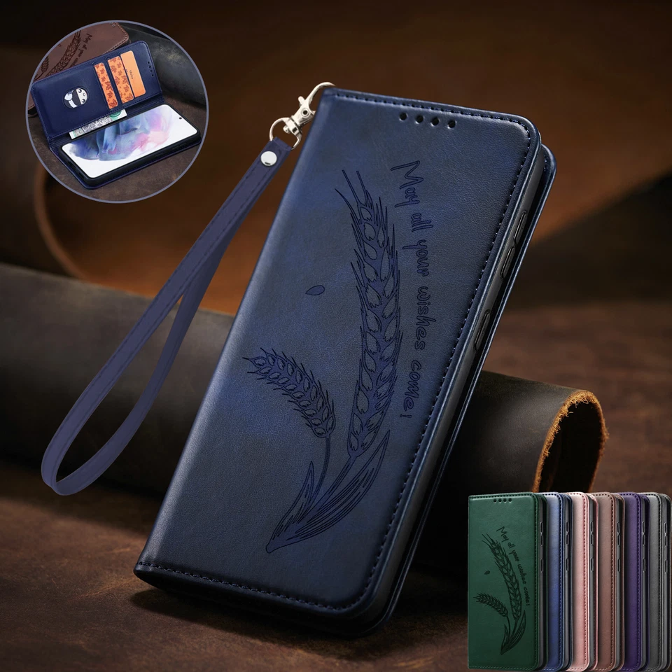 Leather Flip Wheat Wallet Phone Case for Xiaomi Redmi 14C A3 A5 Note 14 13 12 - Image 1 of 4