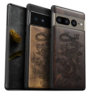 Funda de teléfono de madera para Google Pixel 8 Pro 7a 7 Pro 6 Pro 6a 6 7 8 cubierta Dragon - Imagen 1 de 12