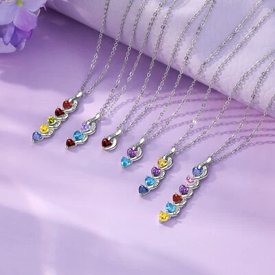 Personalized Mother's Day Birthstone Name Necklace 1-6 Names & Birthstones - Image 1 of 4