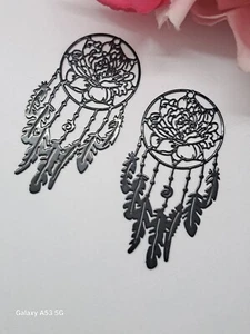 Lot de 2 pendentifs fin métal ajourés noir, attrape rêve, 2.5 x 5 cm. - Imagen 1 de 2