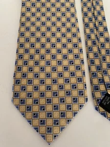 Pierre Cardin Yellow Blue Geometric 100% Silk Necktie Hand Made Tie G1-BT - Picture 1 of 5