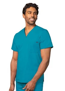 Adar Men Women Medical Nursing Workwear Uniform 1 Pocket V-Neck Scrub Top - Picture 1 of 98