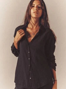 Xirena $198 Scout Shirt in Black; L - Picture 1 of 4