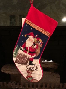 Peking Handicraft Christmas Santa Chimney Needlepoint Stocking NWT - Picture 1 of 1