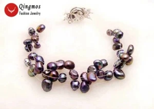 4-7mm Baroque Natural Freshwater Black Pearl Starriness Bracelet for Women 7.5" - Picture 1 of 5