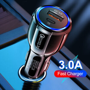 Car Charger For iPhone 13 12 11 Pro Max XS Fast Charge 30W PD Type C USB Adapter