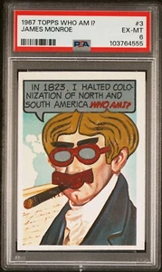 1967 Topps Who Am I? #3 James Monroe Unscratched PSA 6 - Picture 1 of 2