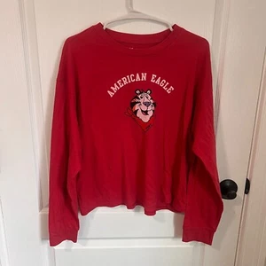 American Eagle Damen Kelloggs Tony the Tiger Langarmshirt Größe Medium rot - Bild 1 von 7