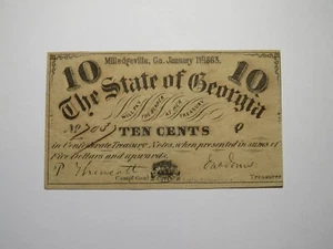 Banconota banconota da $.10 1863 Milledgeville Georgia GA valuta obsoleta! Stato di GA - Foto 1 di 2