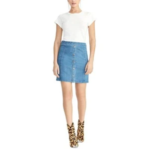 RACHEL ROY NEW Women's Light Stone Wash Snap-front Denim Mini Skirt S TEDO - Picture 1 of 2
