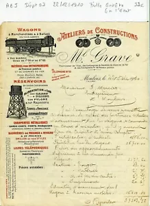 Dépt 03 - Moulins - Belle Entête d'un Constructeur de Wagons du 22/12/1910 - Bild 1 von 1