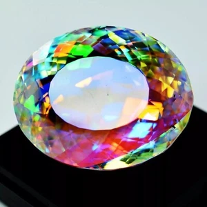 Natural Mystic Topaz Certified Oval Flawless 50 Ct+ Loose Gemstone Rainbow - Picture 1 of 4