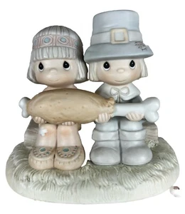 Vtg 1986 Enesco Precious Moments Brotherly Love Figurine 100544 Pilgrim Indian - Picture 1 of 11