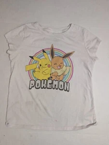 Pokemon White Large T-shirt Pikachu & Eevee for Girls Size 10/12 - SKU -K- Read - Picture 1 of 10