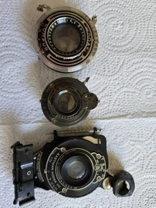 3 KODAK FOLDING CAMERA LENSES WITH SHUTTERS - Picture 1 of 5