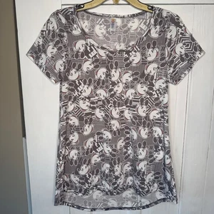 NUEVA Camiseta LuLaRoe Disney Talla XXS Mickey Mouse Gris Blanco Estampado Para Mujer Nueva Con Etiquetas - Imagen 1 de 4