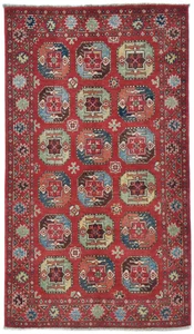 Alfombra oriental hecha a mano roja kazaja diseño geométrico moderno alfombra Pakistán 3X5 pies - Imagen 1 de 12