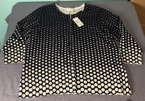Christopher & Banks NWT Navy White Polka Dot Cardigan Sweater Women's Size XL - Picture 1 of 8