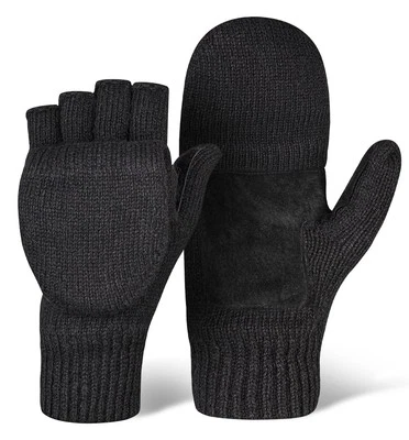 Guantes de invierno sin dedos guantes convertibles para hombre y mujer - tejido cálido abatible... Foto 1 de 4