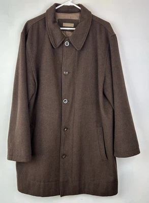 Sette Ponti Coat Mens XL Brown Wool Blend Button Overcoat Lined Pockets Dress - Image 1 of 4